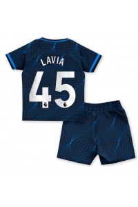 Chelsea Romeo Lavia #45 Jalkapallovaatteet Lasten Vieraspeliasu 2023-24 Lyhythihainen (+ Lyhyet housut)